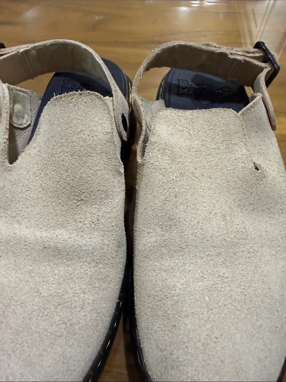 Dr. Martens Beige Suede Slip-On Clog with Strap Men’s 6 Women’s 7